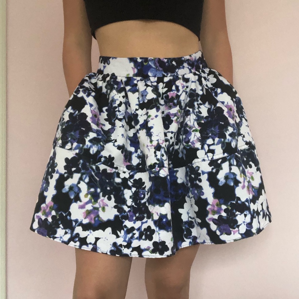 Navy Floral Skirt
